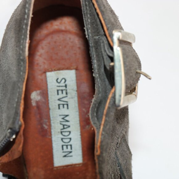 Steve Madden Womens Boot Size 7 Taupe Gray Suede Cutouts High Heel Bootie - Picture 8 of 12